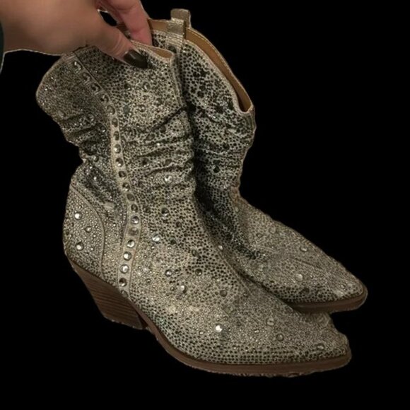 Jessica Simpson sparkle fancy cowboy boots size 8.5 - Picture 2 of 6